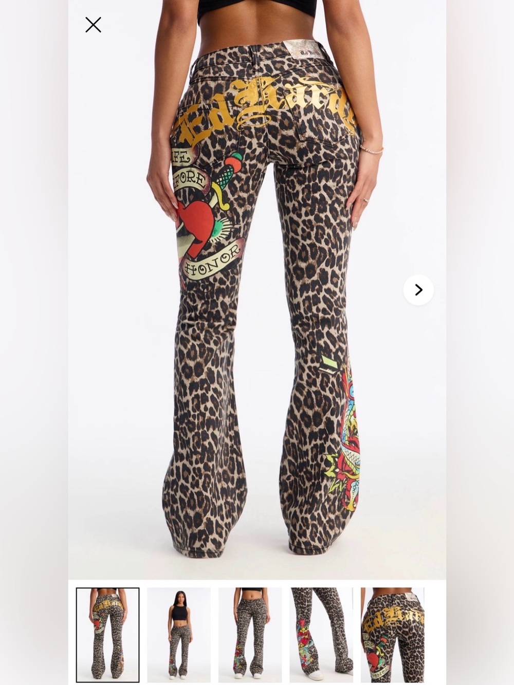Ed Hardy Leopard Print Flare Jeans